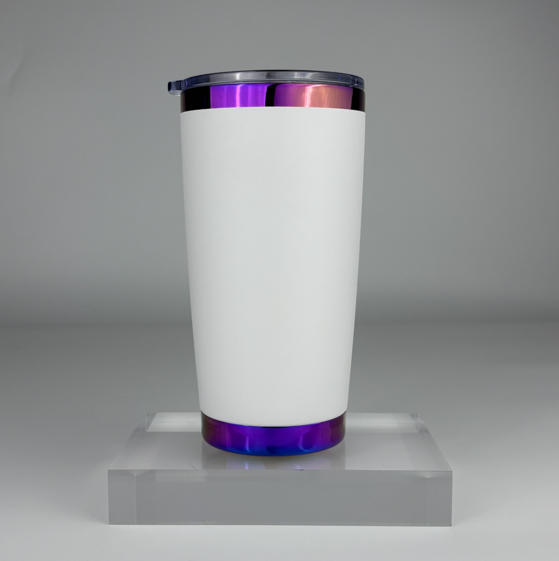 20oz Purple Plated Stainless Steel Tumbler - Insulated Travel Mug with Magnetic Lid for Laser Engrav